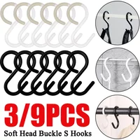 S-Shaped Hooks Soft Head Buckle Easy Twist Wardrobe Railing Portable Hanging Storage Link Kitchen Bathroom Organizer Holder Wall