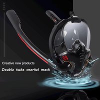 Adult Double Tube Full Face Snorkeling Mask - 1 Piece - 180° Panoramic View Anti-Fog - Suitable for Outdoor Sports - Unisex