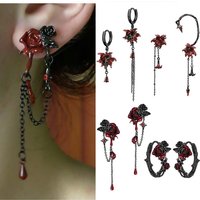 Goth mandala Flower Drop Earrings Darkness Thorn Rose Ear Studs Gothic Jewelry Women Girl Punk Asymmetry Pendants Earring Gift