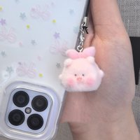 Flocked Pig Keychain Lightweight Cute Resin Keychain Animal Phone Chain Flocked Stacking Animal Pendant For Bag Pendants Gifts