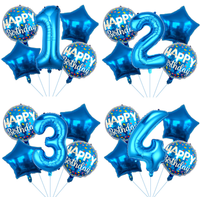 5pc 32 inch blue digital balloon 18 inch star round ball aluminum film balloon suitable for birthday party decoration supplies