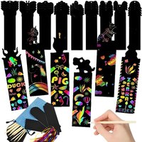 12pcs Random Style Rainbow Scratch Off Bookmark with Wooden Styluses & Colorful Ribbons for DIY Crafts, Birthday Gifts YMY
