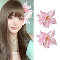 Fashion Sweet Lily Flower Hair Clip Side Clip Styling Seaside Holiday Style Duckbill Clip Hair Accessories Barrettes Girls