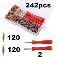 242Pcs Car A/C Air Conditioning R134a Valve Core Assortment+Remover Tool Kit Set Handy Valve Core Removal Tubeless Core Kit