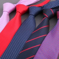 8cm Classic Business Navy Blue Red Neck Ties For Men Woven Neckties Formal Striped Tie Groom Meeting Wedding Suit Cravat