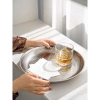 Stainless Steel Decorative Tray, 12 inch Round Plate, Luxury Storage Tray for Home Decor, Living Room, Kitchen, Counter