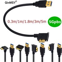 USB 3.0 To Micro B 5Gbps USB Type A Male To Micro-B Left Right Up Down Angled Cable With Panel Mount Screw Lock 0.3m 1m 1.8M 5M