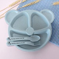 3Pcs/Set Baby Bowl+Spoon+Fork Feeding Food Tableware Cartoon Bear Kids Dishes Eating Dinnerware Anti-hot Training Dinner Plate
