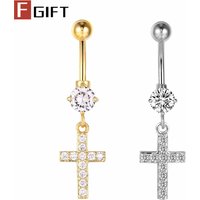 Crystal Cross Dangle Navel Ring 14G Surgical Steel Titanium Belly Button Ring CZ Punk Gothic Piercing Ombligo Oreja Body Jewelry