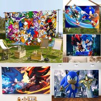 Blue s-Sonic Background Personalize festival Backdrop Flag party banner decoration