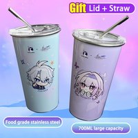 700ML Large Capacity Stainless Steel Cold Color Changing Cold Water Cup Drinking Cup With Straw Lid Collection Gift In Stock