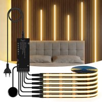 Panel akustyczny z drewna orzechowego, ścianka z kratką, listwa LED, czarna płytka PCB, zestaw COB, dotykowy ściemniacz, do dekoracji szafek, podświetlenia telewizora.