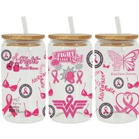3D UV DTF Pink Ribbon Printed Transfers Stickers 16oz Cup Wraps For DIY Glass Ceramic Metal Leather Etc. D29305