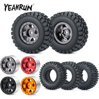 YEAHRUN 1.0inch Metal Beadlock Wheel Rims 50/54mm Rubber Tires Set for TRX4M Axial SCX24 1/18 1/24 RC Crawler Car Model