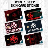 A-Arasaka cool Fashion black red Bank Credit Cards Bus Pass Stickers Cool Decoration Waterproof 4PCS Card