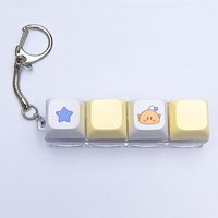 SUSU 1PCS 4Keys Finger Button Anti-stress Toys Mechanical Keyboard Keycaps Office Decompression Calming Keychain