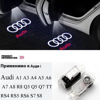 For Audi Sline A3 A1 A4 A6 B8 A5 B7 C7 A7 A8 B9 B6 C6 Q2 Q3 Q5 Q7 Q8 TT Emblem 2pcs Car Door Welcome Lights Led Projector Lamps