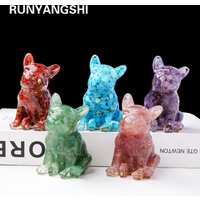 1PC Natural Crystal Gravel Dog Statue Dropper resin Reiki Stone Fengshui Creative Sculpture Study Room Home Decoration
