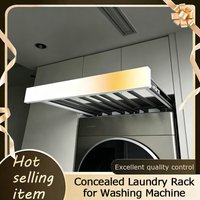 Sturdy Space Saving Adjustable Retractable Pull Out Pants Rack With Hidden Slide Rail For Washing Machine Balcony Cabinet Use