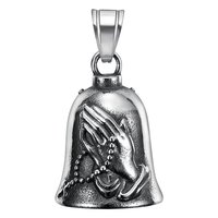 Motorcycle Bell Keychain Praying Hand Guardians Luck Bell 3D Hanger Biker Bell Vintage Luck Riding Bells Motorcycle Bell Biker