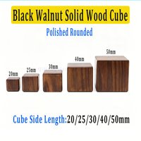 Black Walnut Solid Wood Cube, Polished Rounded Square Block, DIY Handmade Craft Ornament Home Decor Wooden Base Raw Material