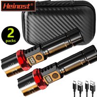 Heinast Powerful LED Flashlight With Display Rechargeable Telescopic Zoom Torch Emergency Lantern For Outdoor Camping Fishing