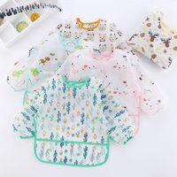Baby Bibs Cute Children Baby Stuff Toddler Waterproof Long Sleeve Art Smock Feeding Bib Apron for Kids
