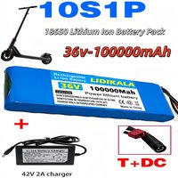 36V 10S1P 100000mAh 18650 Lithium-Ionen-Akkupack mit integriertem BMS und 42V 2A Ladegerät für 36V E-Bike, Scooter, Elektrofahrrad