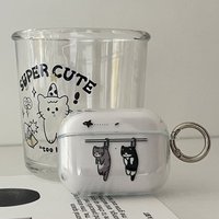 Black Cat Headset Case for AirPods 4 With Keychain for AirPods Pro2 Charging Box Fundas for AirPods 3 Clear Shockproof