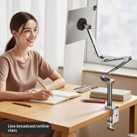 Tablet Desk Mount Stand,360° Rotating Adjustable Metal Arms Foldable, Sturdy Bed Mount for 4.7-13.5 Inch iPad and Android