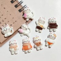 10pcs Korea Funny Resin Cat Charms Handmade Animals Pendant for Jewelry Making Findings Diy Earrings Keychain