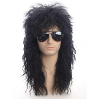 70s 80s Rockstar Wig Blonde Punk Fluffy Curvy Long for Men Wig Halloween Party Mullet Synthetic Wig Cosplay Rock Accessories