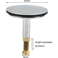 Bathtub Drain Stopper with 43mm Diameter and Adjustable Length 50 55mm for Bath Tub Sink and Bathroom Basin Waste