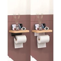 Creative solid wood tissue holder for bathroom storage, wall mounted toilet, hotel non perforated mobile phone roll paper holder