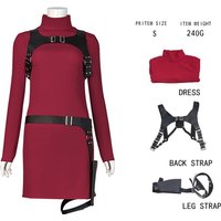 RE 4 Remastered Ada Wang cosplay costume, women's red belt dress, complete set of Halloween role-playing costumes