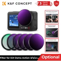 K&F CONCEPT Action Camera Filter for DJI Osmo Action 5Pro/Action 3/4 UV CPL ND/PL Black Mist 1/4 ND2-32 ND32-512 Optional Filter