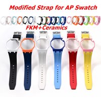 For Audemars Piguet AP x Swatch Royal POP Pocket FKM Rubber Watch Strap Ceramic Protective Case Bezel Kit Modify Watch Bracelet