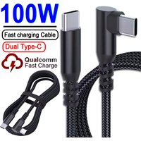 100W Fast Charging Dual TypeC Data Cord 90 Degree Data Cable for IPad MacBook Pro for Xiaomi Samsung Huawei USB C To USB C Cable