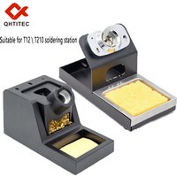 QHTITEC T12 Soldering Iron Holder Metal Stand Welding Auxiliary Tool with Cleaning Sponge Compatible T12 T210 Soldering Station