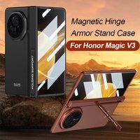Magnetic Hinge Bracket Armor Case For Honor Magic V3 Outer Screen Glass Protective Matte Plastic Cover For Honor Magic V3 Case