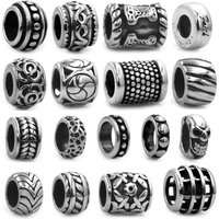Entretoise de perles en acier inoxydable, trou de 6mm, paracorde couteau, lanière coulissante, perles adaptées aux Bracelets en cordon de cuir, accessoires de fabrication, 4 pièces