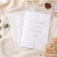 50/100pcs Transparent Vintage Lace Pattern Vellum Wrap Suitable for Wedding Invitation,Vellum Jacket,Custom Invitation