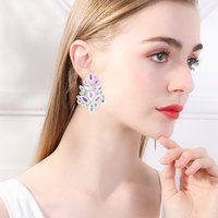 Trendy Geometric AB Color Rhinestone Earrings Jewelry for Women Girls Bride Wedding Crystal Ear Stud Earrings Accessories Gift