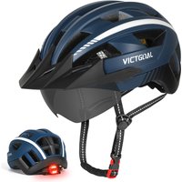 VICTGOAL MTB Fahrradhelm mit Sonnenblende und Schutzbrille für Männer und Frauen, Fahrradhelme mit Rücklicht, Nachtsicherheitskappen für Radfahren und Elektroroller