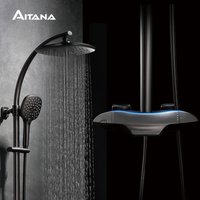 Gun Grey Luxury Brass Shower System with Simple Design, Constant Temperature, Cold and Hot Dual Control 3-Function Shower Faucet