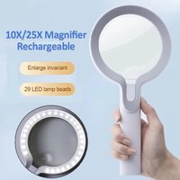 10X 25X Illuminated Magnifier USB Rechargeable Magnifier Handheld Magnifying Glass with 29 LED for Reading/Jewellery/Maintenance