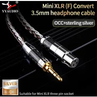 YYAUDIO HiFi 3.5mm to Mini XLR Headphone Cable OCC + Silver XLR Female to 3.5mm Stereo Jack Audio Adapter Cable For Microphone