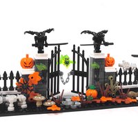 Holiday Decor Cemetery Pumpkin Building Set Pumpkin Graveyard Street Scene MOC Decorations Ghostly Death Toys