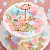 120pcs Oh Blue Pink Foot Gender Reveal Confetti Party Decoration Supplies Table Decor Confetti, Halloween, Christmas Decorations