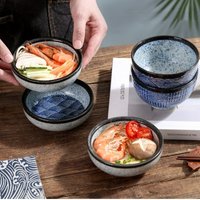 Japanese Ceramic Bowl Creative Sea Ripples Rice Bowls Restaurant Home Dessert Snacks Plate Home Kitchen Supplies Tableware